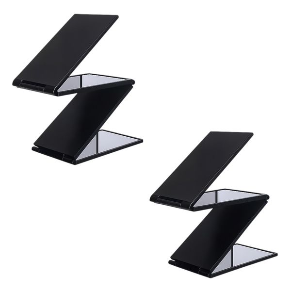 2 Pack - Four-Fold Portable Makeup Mirror with 360 View - Black