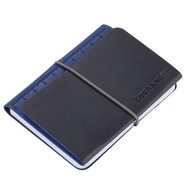 TROIKA Card Case Wallet &amp; Notepad DIN A7 Blue/Black