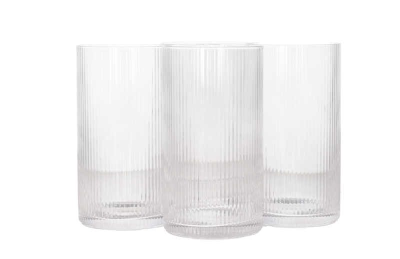 Danny Home 4-Piece Ribbed Glass Tumbler Set 430ml
