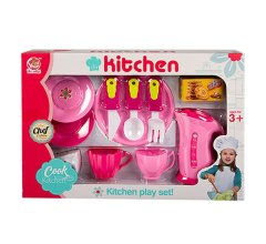 Kitchen Play Set - Coffee &amp; Cake Set with Kettle - 11 Piece - 4 Pack