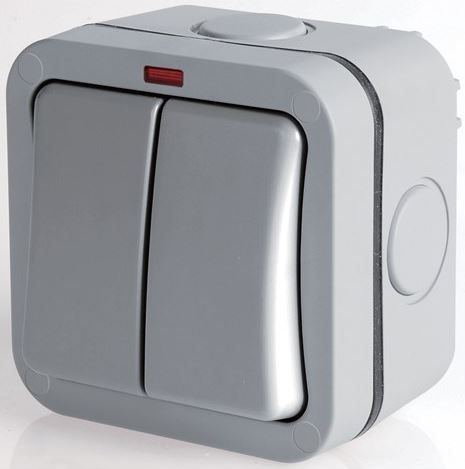 Masterplug - IP66 Double Switch - Grey