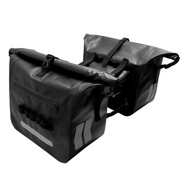 Motorcycle Luggage Saddle Bags Soft Waterproof 30L Helmet 2Sides Bag Travel