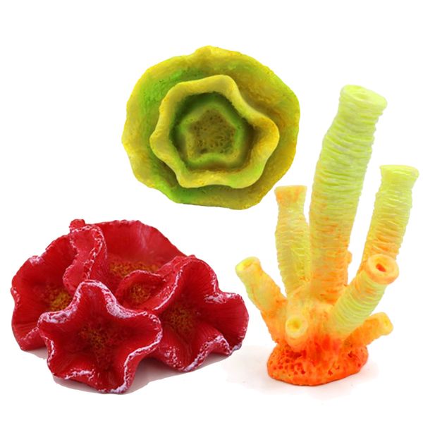 Pet Hobby Fish Aquarium Artificial Coral Decoration Red Set of 3(6cm)