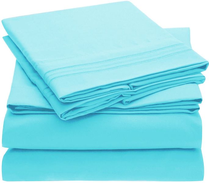 Wonder Towel Luxury Wrinkle Resistant Queen Sheet Set 4 pcs Duck Egg Blue