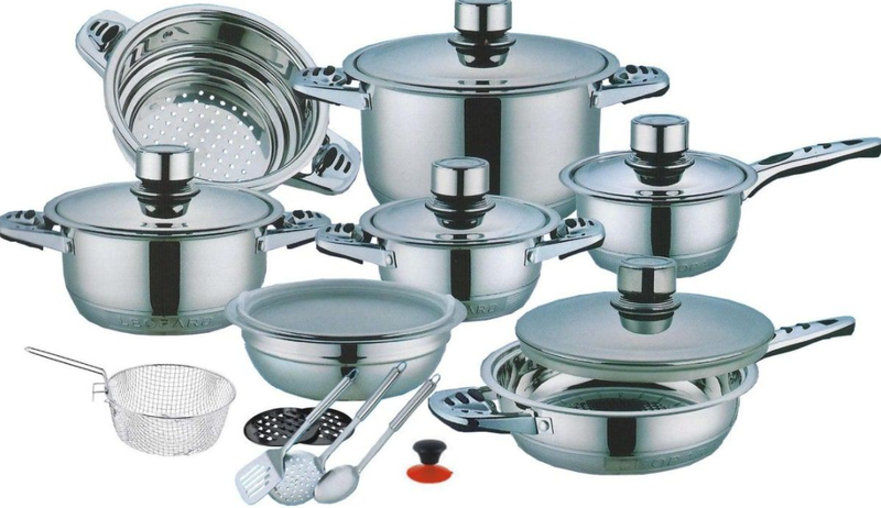Stainless Steel Cookware Pot Set 21 Pieces