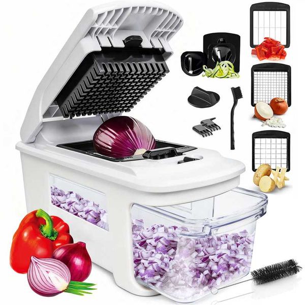 Multi-functional Vegetable Slicer &amp; Chopper Dicer with Container