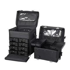 Black Nylon Soft-sided Pro Rolling Makeup Case