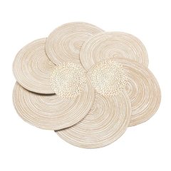 DHAO 6 Piece Set Round Table Mats Woven Braided Placemats