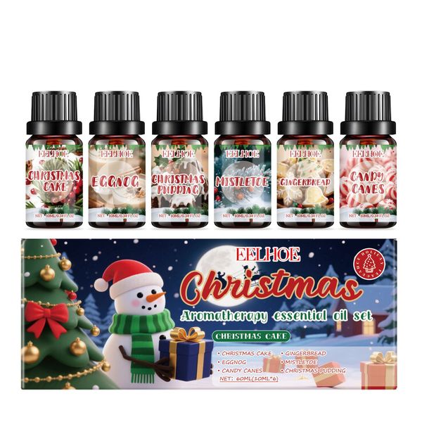 Christmas Essential Oil Set - 6 Festive Scents, Long-Lasting Aroma
