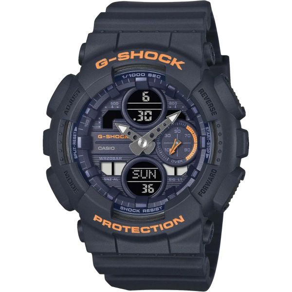 Casio - Men's G-Shock Rubber Watch - Black/Orange