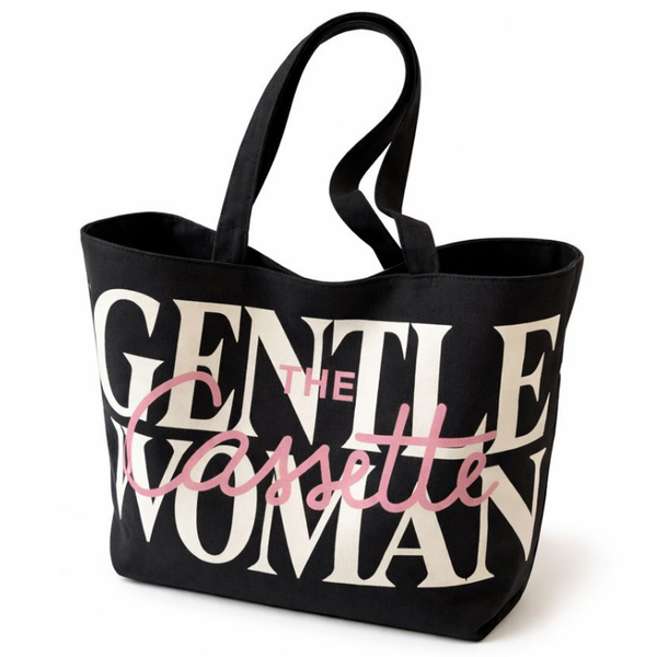 Black Printed Canvas Tote Bag with Handles - Reusable Shopping Bag