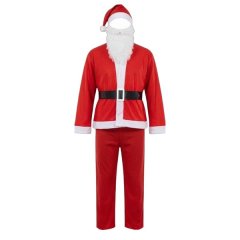 Adult Santa Claus Father Christmas Costume Hat, Beard, Jacket, Pants &amp; Belt