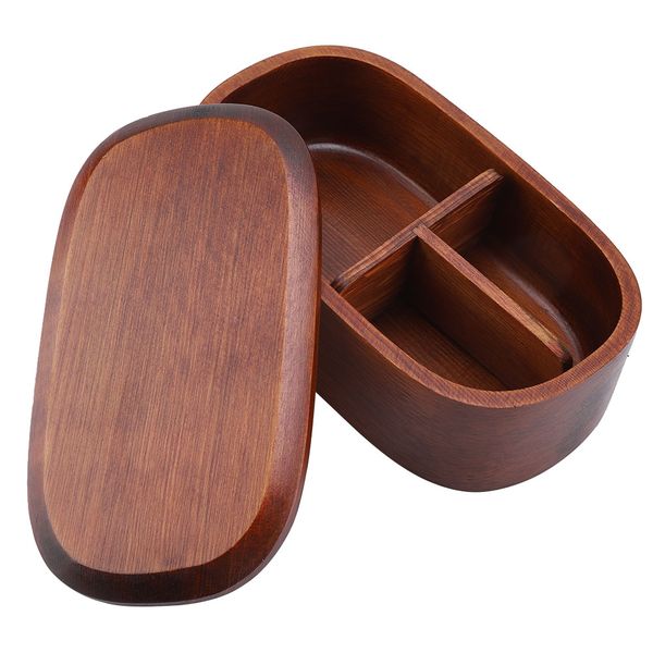 Old Lacquered Pine Fir Wooden Lunchbox Environmental Food Container Square