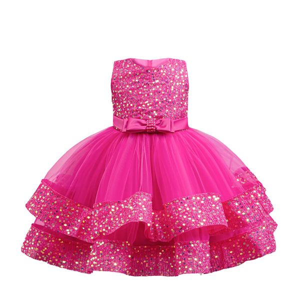 Hot Pink Sequin Princess Dress for Girls