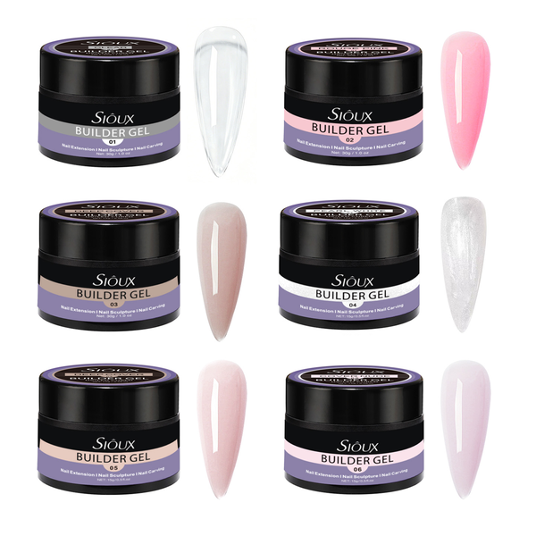 Sioux Nail Extension Builder Gel: Nail Strengthen Gel 15g x 6 Pack