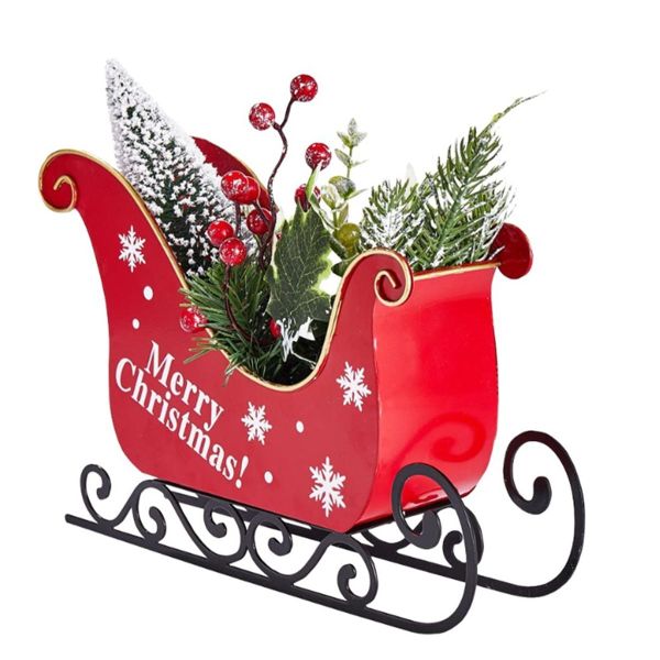 Christmas Tree Ornaments Hollowed 3D Festive Classic Christmas Sleigh Decor