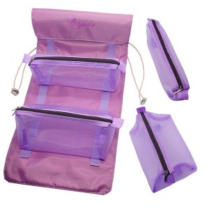 Detachable Cosmetic Bag Large Capacity Travel Makeup Bag Toiletry Organizer - Purple