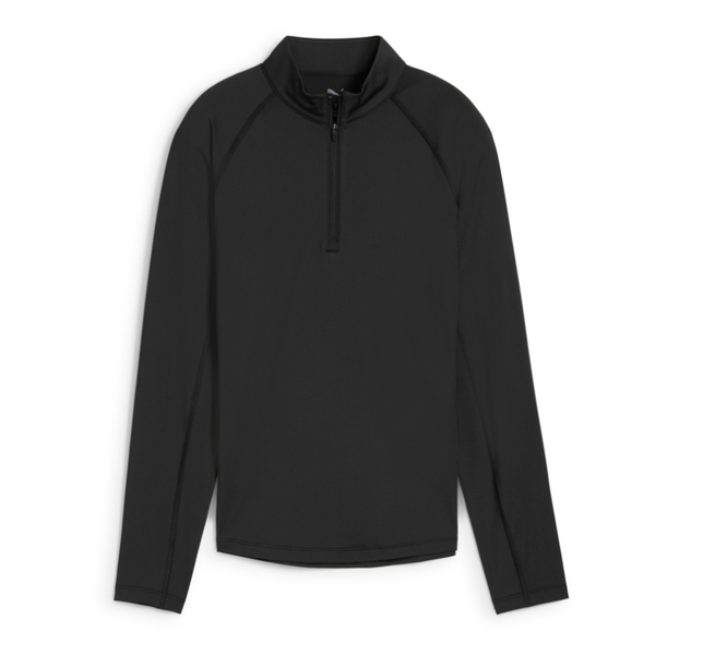 PUMA Golf Women's You-V 1/4 Zip Golf Jacket - Solid Black