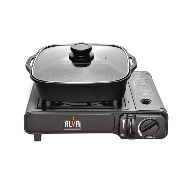 ALVA Single Burner Butane Canister Stove With Cooking Pot