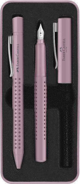 Faber Castell, Grip Fountain pen (Nib-M) and Grip Ballpen Set, Rose barrel
