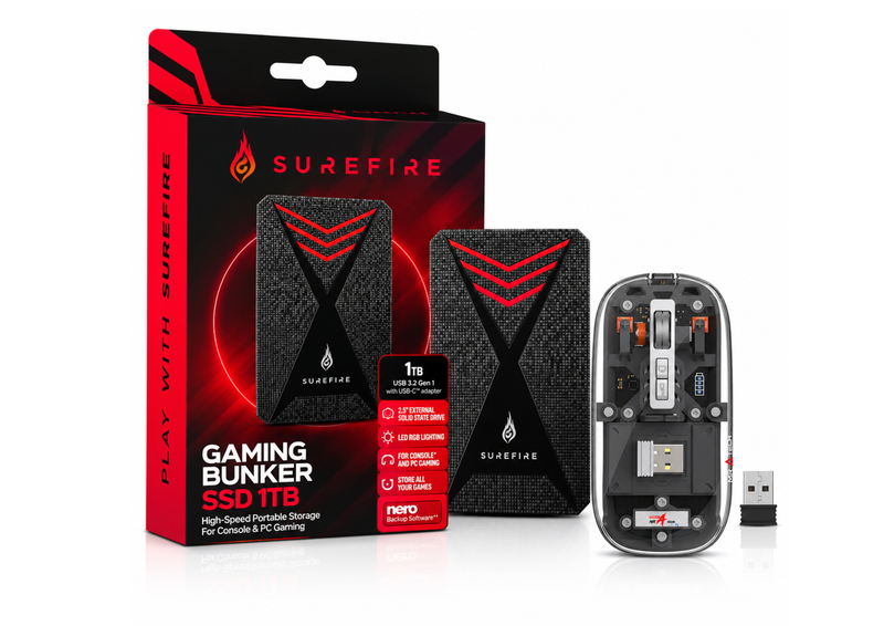 SureFire Gaming Bunker 1TB External SSD + MR A TECH Wireless Mouse Bundle