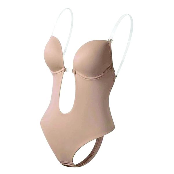Plunge Women's Bra Backless Body Shapewear Shaping Bodysuit with Hooks
