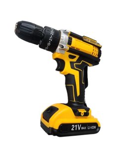 Cordless Electric Screwdriver Drill Hammer Variable Speed Cordless-Yellow