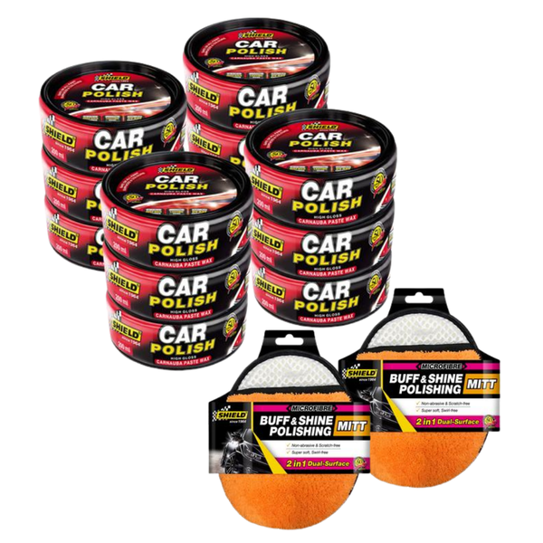 12-Pack Shield Car Polish With 2 Pack Buff And Shine Mitt