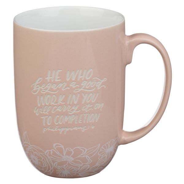 Mug - He Who Began a Good Work in You will Carry it on to Completion, Peach
