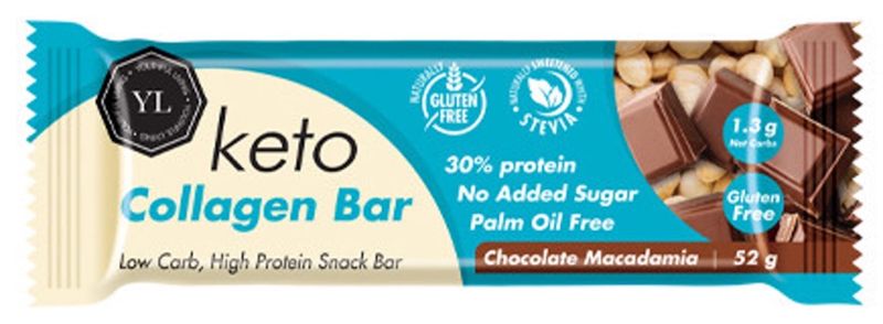 YL Keto Collagen Bar - 52g Bar- Choc Macadamia - 6 Pack