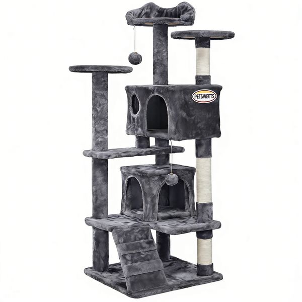 138cm Cat Tree Tower Scratching Posts - Dark Grey