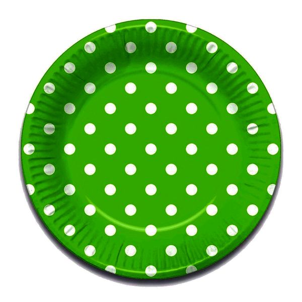 Bulk Pack of 5 Polka Dot Round Paper Plates - Dark Green (10 Piece)