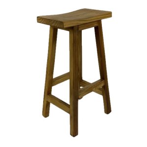 Rustic Solid Wood Bar Stool - Mahogany Finish - Pine - 70cm