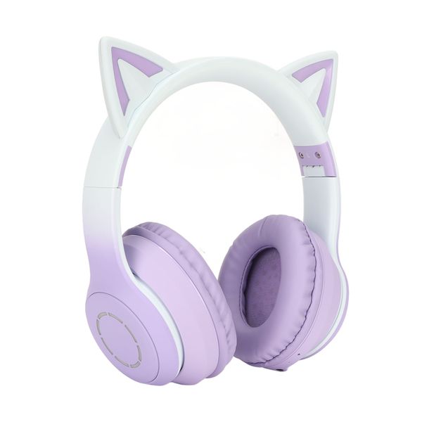 Cat Ear Bluetooth Gaming Headphones Wireless Foldable Music Headset Purple