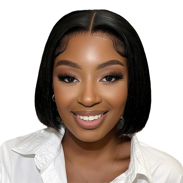 Geebuy Installed Bob Wig 13x4 Full Frontal Wig 8Inch Human Hair