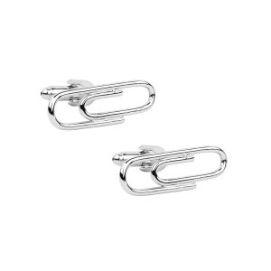 Silver Paper Clip Cufflinks - Novelty Office Formal Accessory