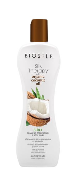 Biosilk Organic Coconut Oil 3-in1 Shampoo, Conditioner, Bodywash