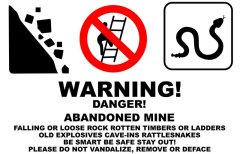 Warning Danger Abandoned Mine 60x80cm Sign - 2 Pack.