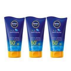 Nivea Sun Kids Swim &amp; Play Sun Lotion Spf50+ Sunscreen - 3x 150ml