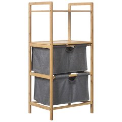 4-Tier Bamboo Bathroom Shelve with Cloth Storage Drawer - 96 cm