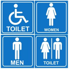 Toilet Sign 19x19cm - 4 Pack
