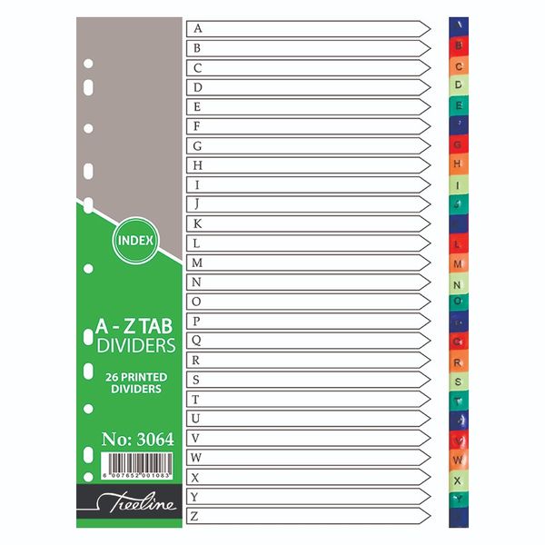A4 Index A to Z Rainbow Printed PVC Divider (26 Part)