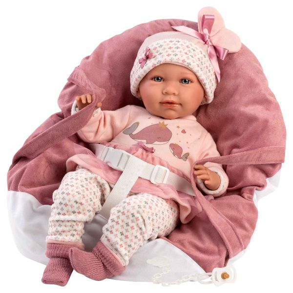 Llorens Mimi Doll-Crying Mechanism, Carry Cot, Clothing &amp; Accessories: 40cm