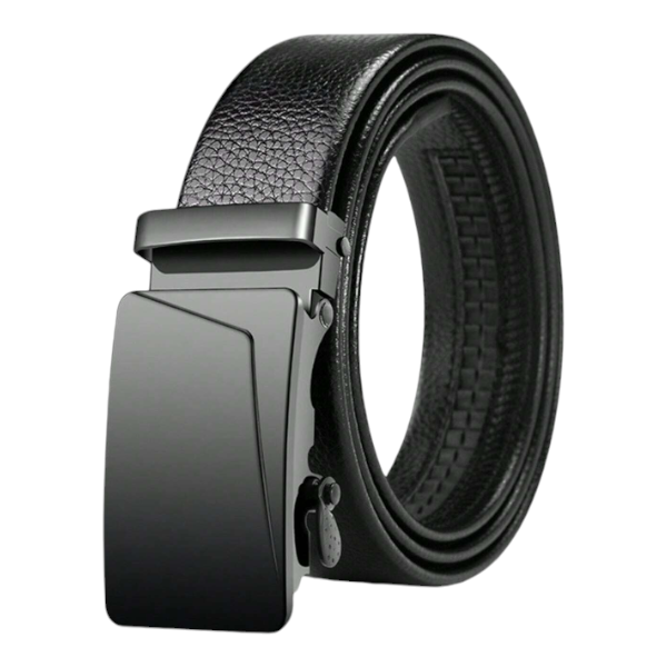 Elegant Men's Leather Belt With Sleek Automatic Buckle - Black