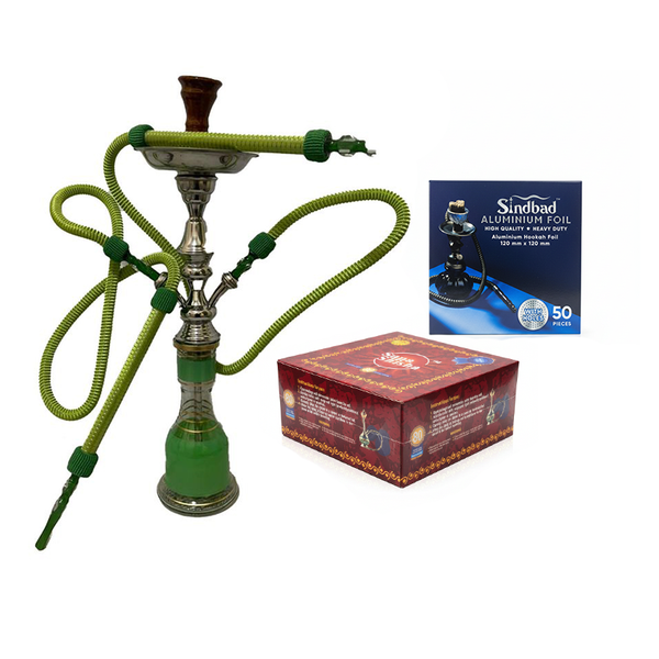 Combo Deal - Egyptian 2 Pipe Hookah / Aluminium Foil / Charcoal Box