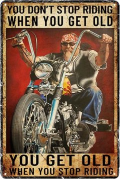 Motorcycle Wall Sign - 8x12" Tin Decor, Gift for Riders