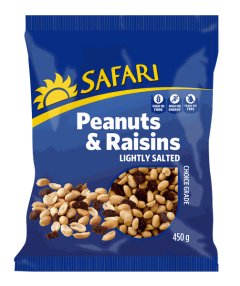 Safari Peanuts &amp; Raisins Lightly Salted 450g