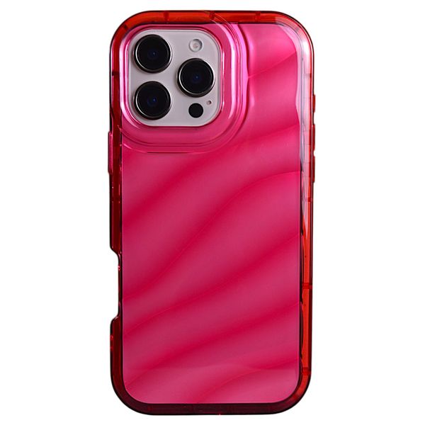 Phone Case with Pink Tint Waves - Iphone 16 Pro Max - Clear