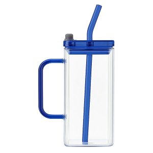 2 Pack - Minimalistic Glass Cup With Lid &amp; Straw