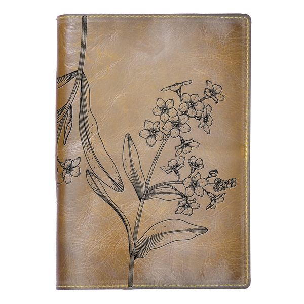 Genuine Leather A5 Notebook - Forget Me Not Illustrated